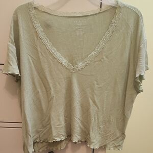 Rue21 Green Crop Blouse Short Sleeve Relaxed